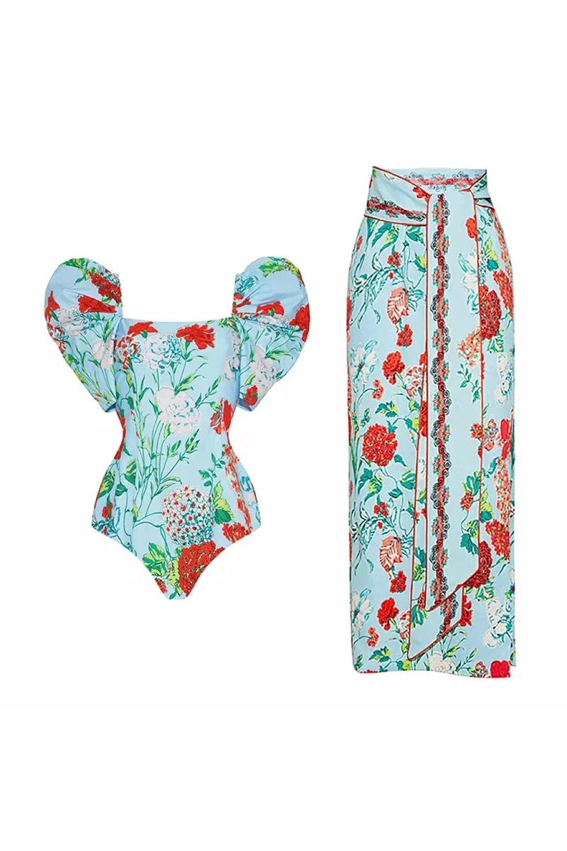 Lace Trim Tie-Up French Style Bikini Set