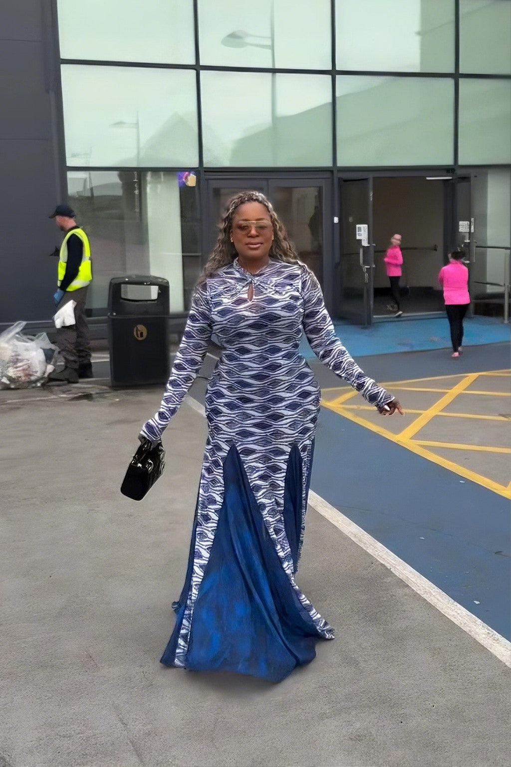 Ocean Wave Ankara Cutout Mermaid Maxi Dress