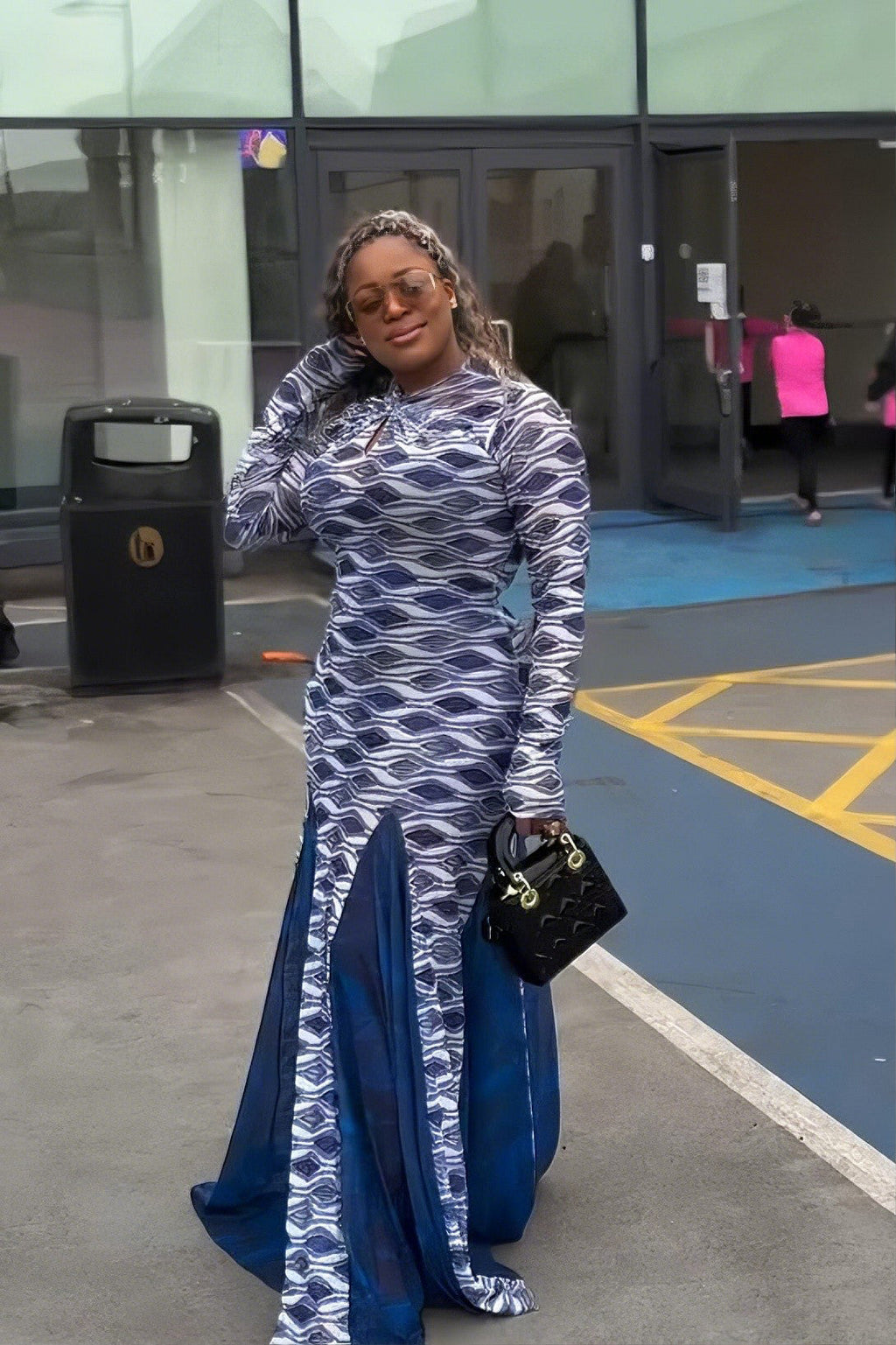 Ocean Wave Ankara Cutout Mermaid Maxi Dress