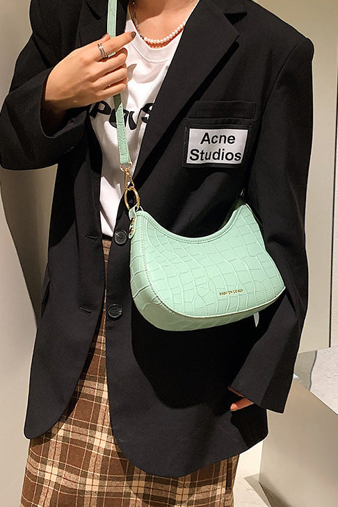 Black Croc Mini Hobo Bag