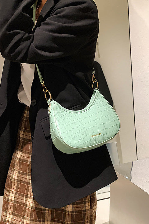 Black Croc Mini Hobo Bag