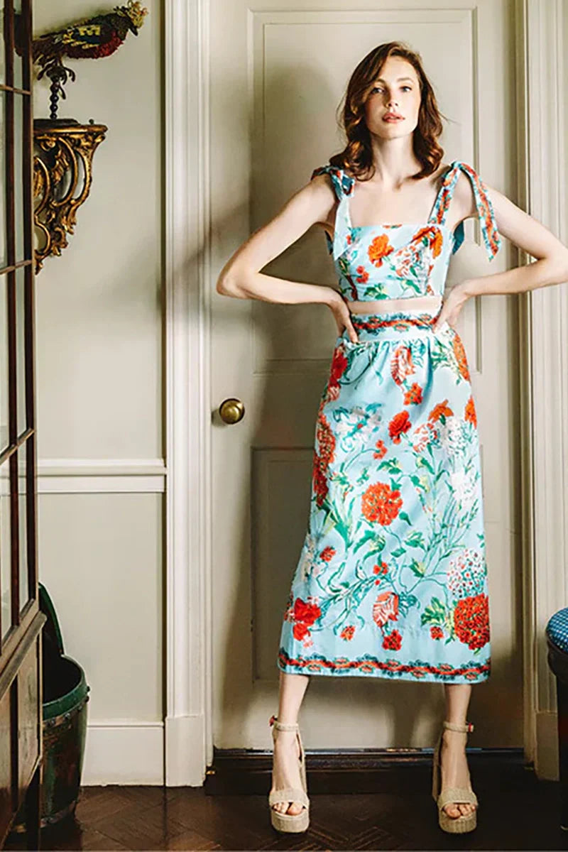 Lace Trim Tie-Up French Style Bikini Set