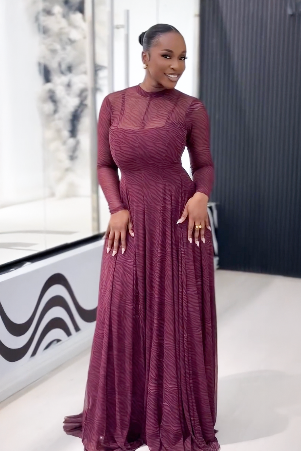 Mulberry Zebra Print Maxi Dress