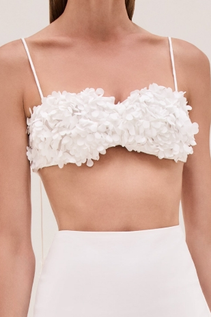 Risi White 3D Flower Cluster Skirt Set