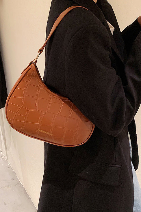 Black Croc Mini Hobo Bag