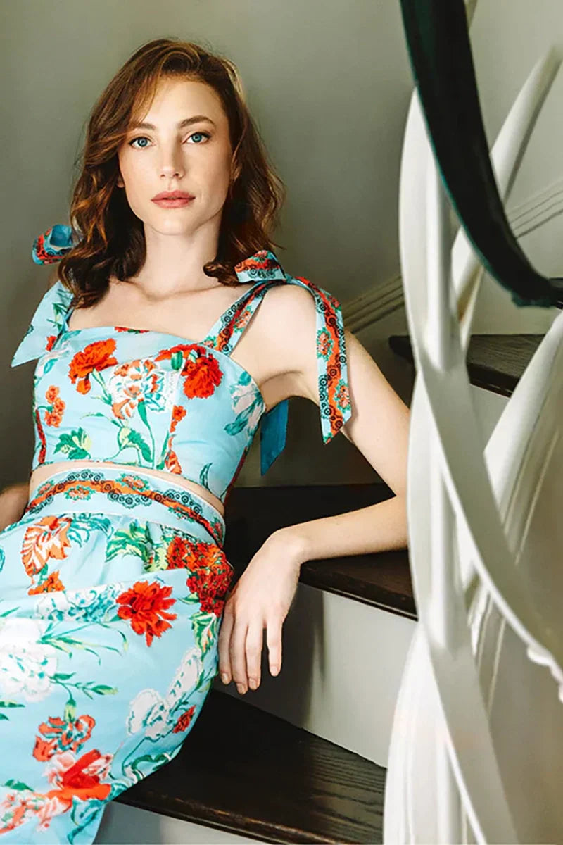 Lace Trim Tie-Up French Style Bikini Set