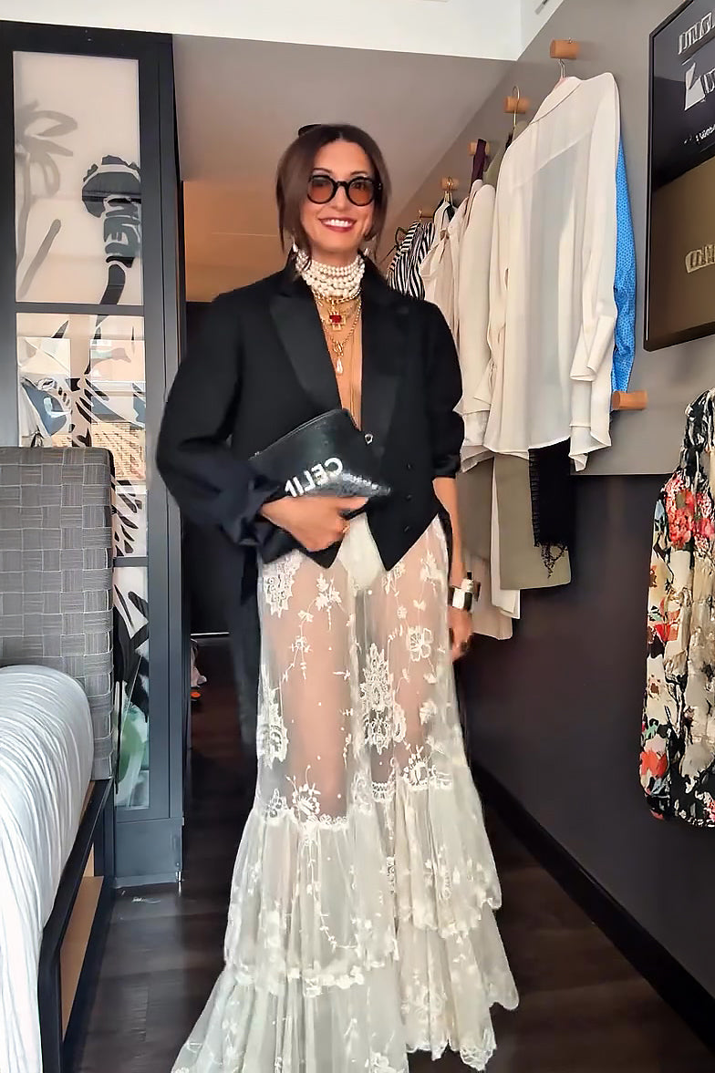 Sheer Floral Lace Maxi Skirt