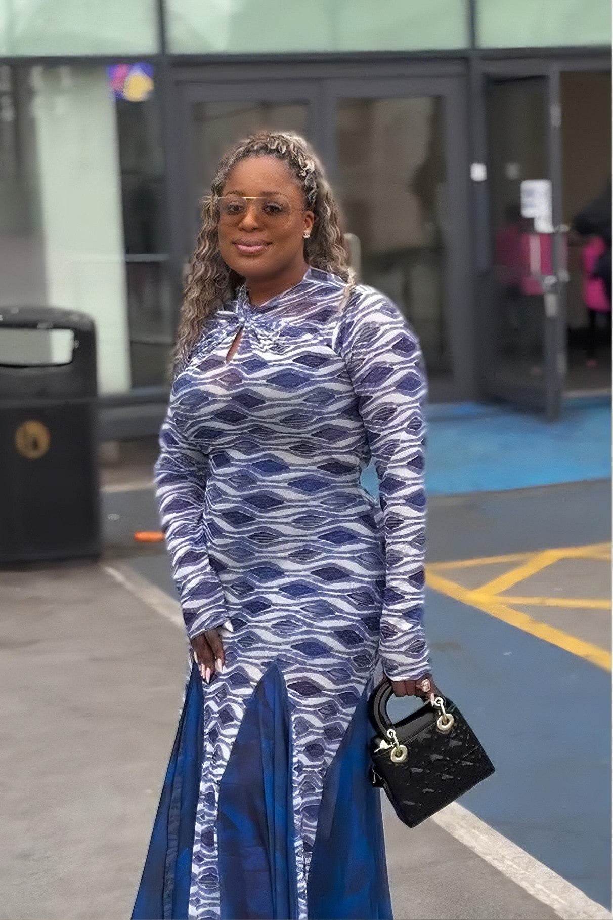 Ocean Wave Ankara Cutout Mermaid Maxi Dress