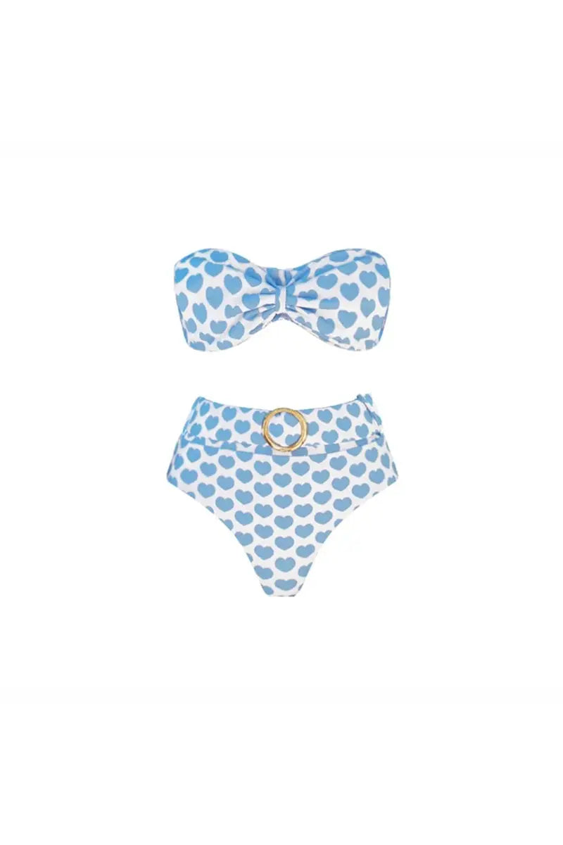 Heart Print Fresh Shorts Bikini Set