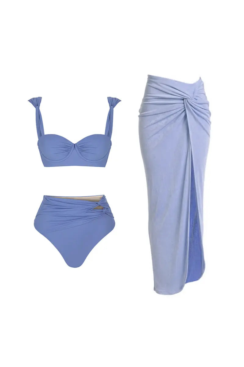 Morandi Blue High-Waist Bikini Set