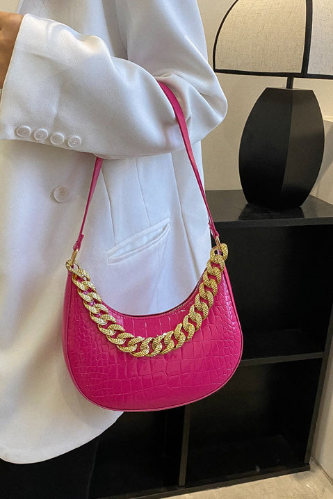 Black Patent Croc Moon Bag