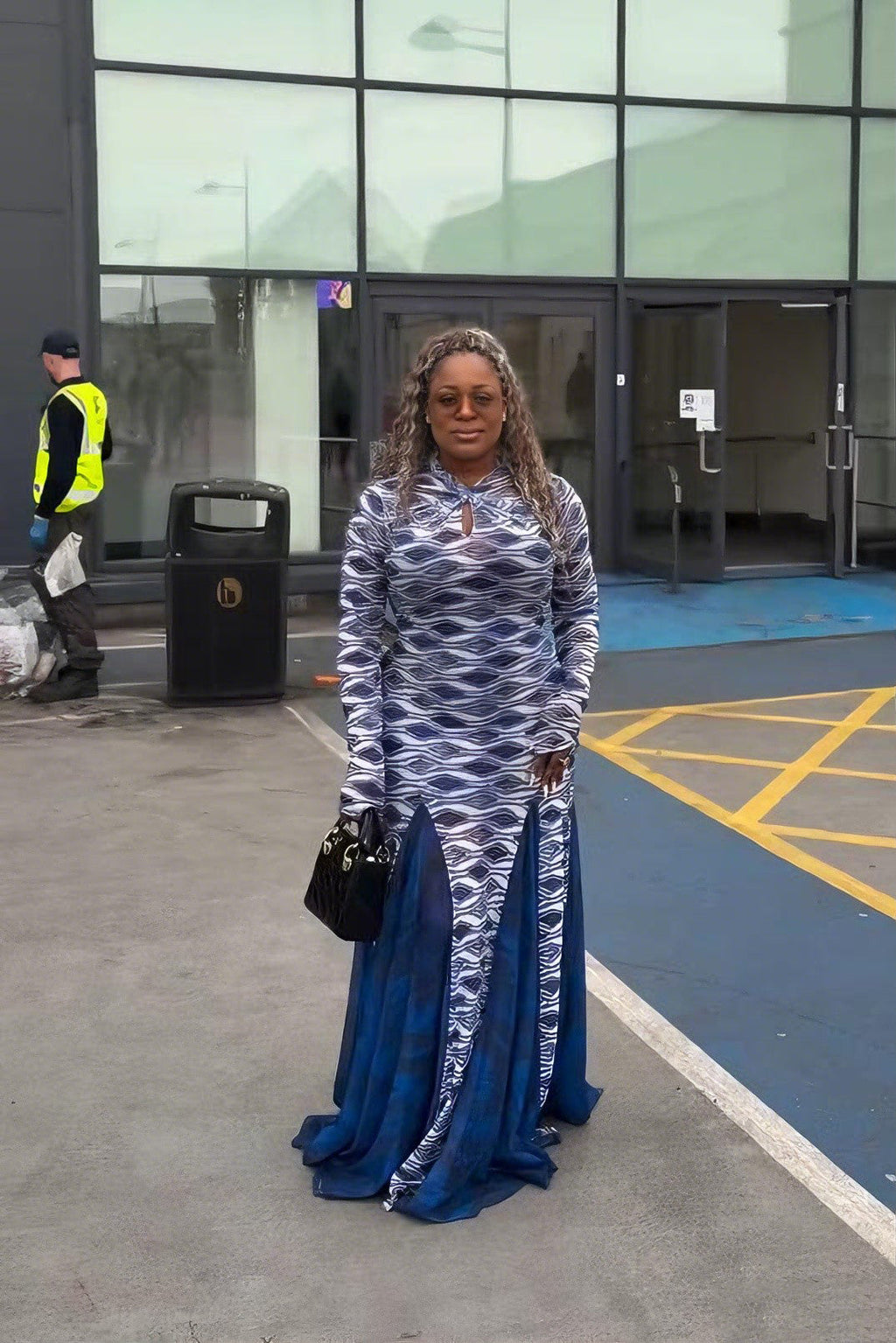 Ocean Wave Ankara Cutout Mermaid Maxi Dress