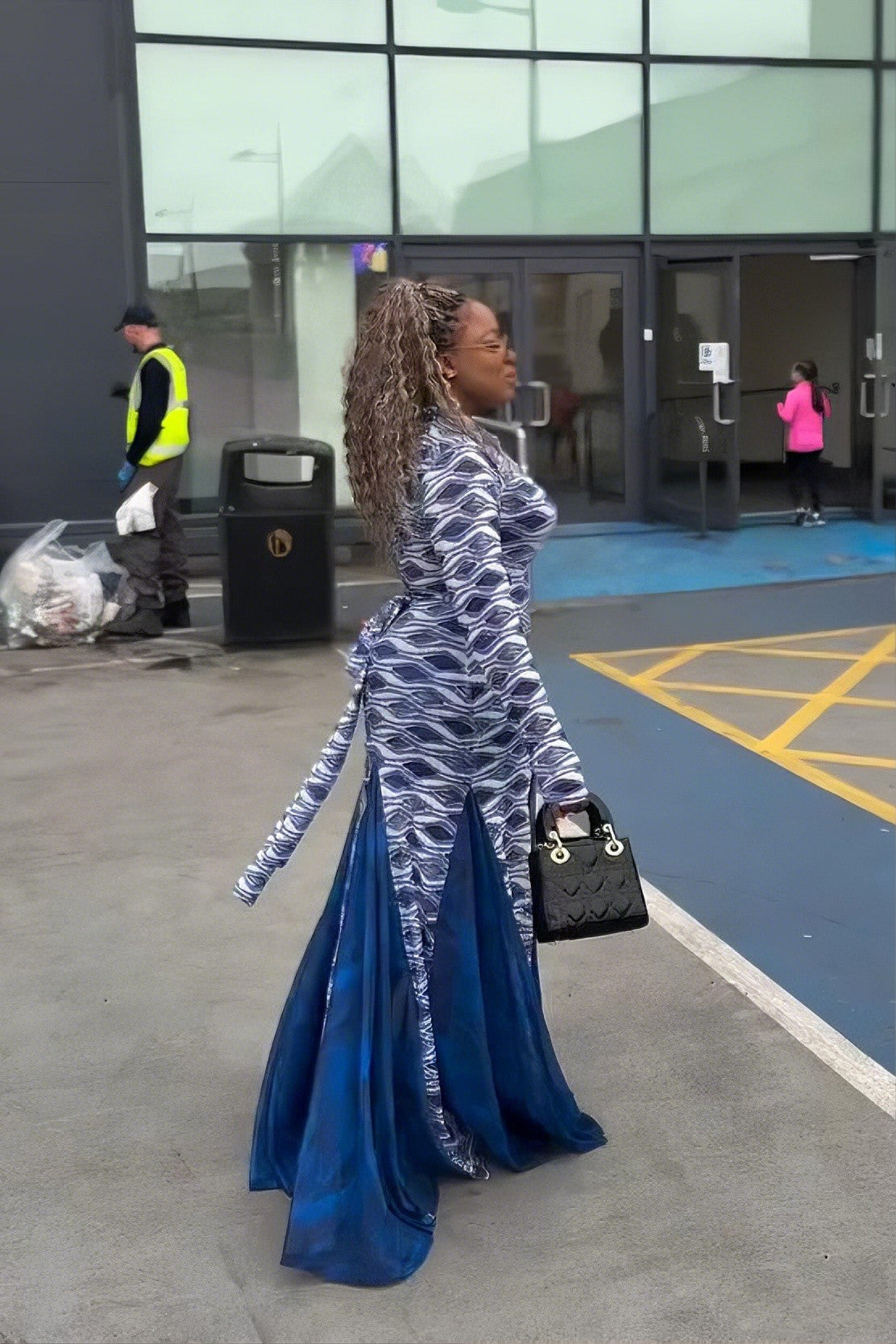 Ocean Wave Ankara Cutout Mermaid Maxi Dress