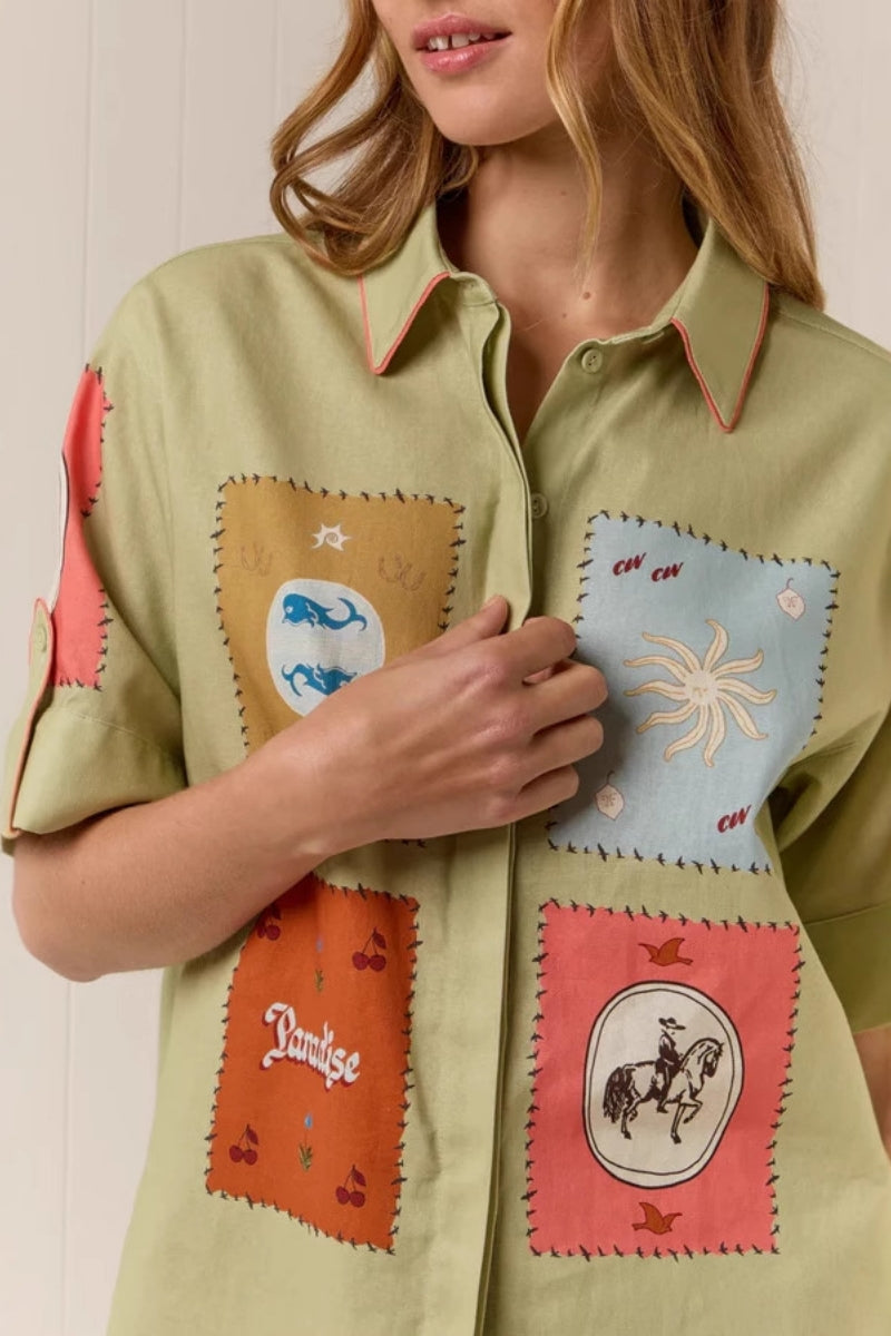 Linen Temperament Shirt&Shorts Set