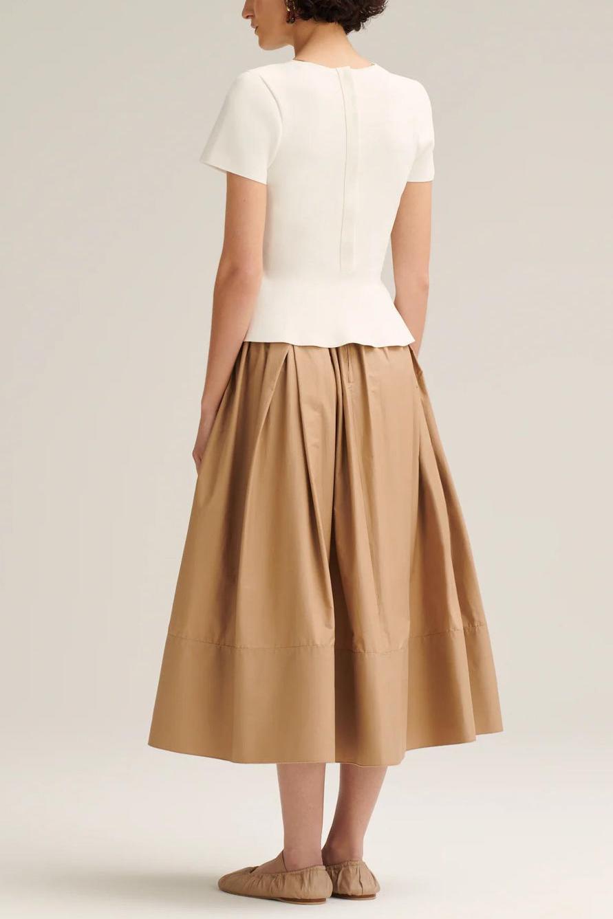 Crepe Knit Cravat Top & Pleated Suiting Maxi Skirt