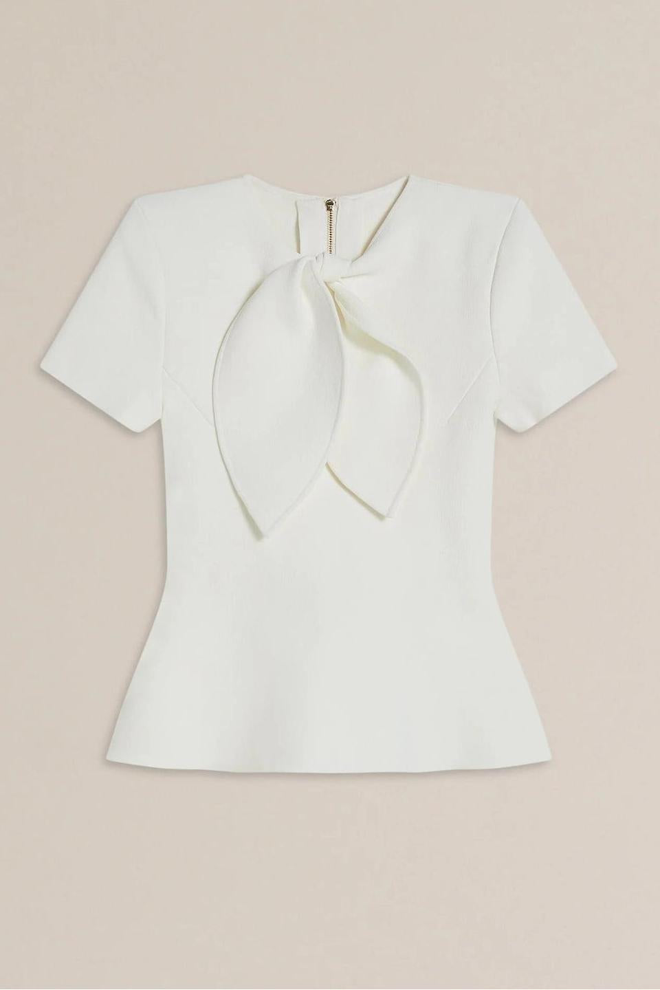 Crepe Knit Cravat Top & Pleated Suiting Maxi Skirt