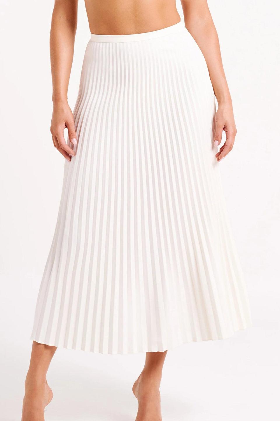 Crepe Knit Cravat Top & Pleated Suiting Maxi Skirt