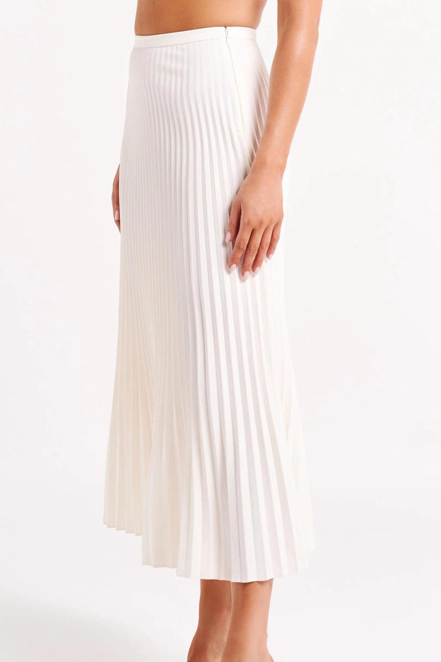 Crepe Knit Cravat Top & Pleated Suiting Maxi Skirt