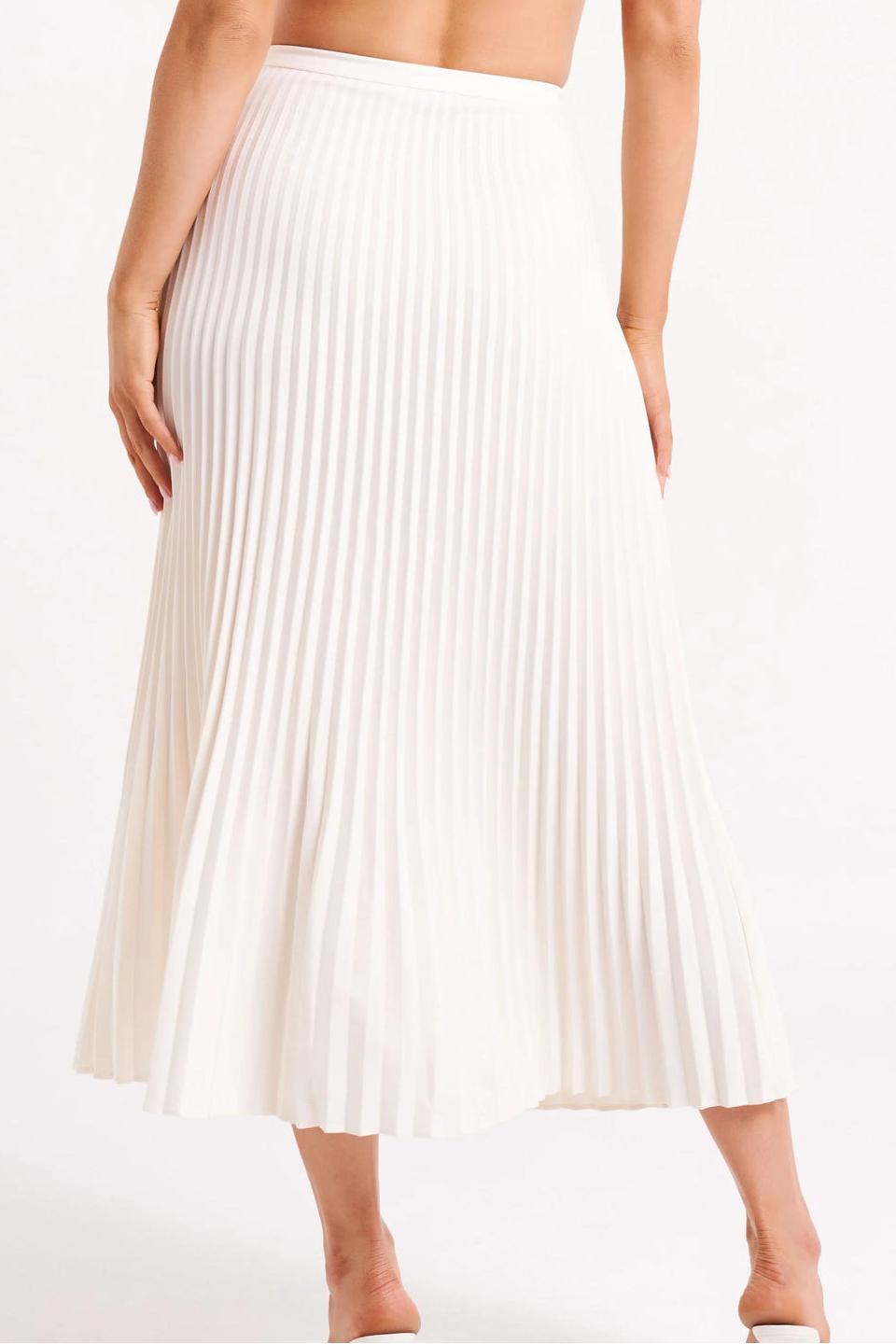 Crepe Knit Cravat Top & Pleated Suiting Maxi Skirt