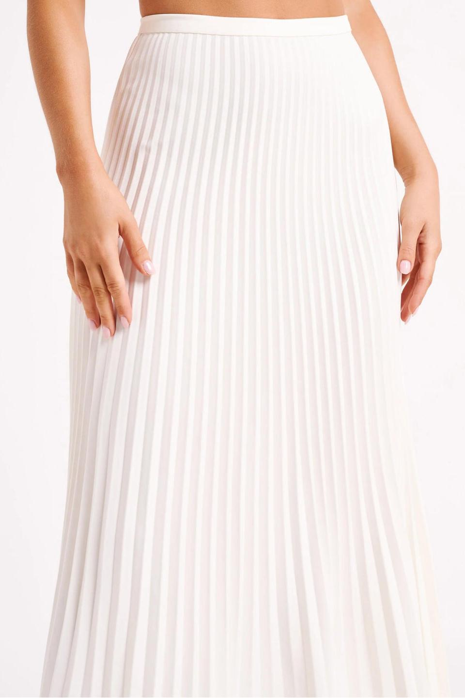 Crepe Knit Cravat Top & Pleated Suiting Maxi Skirt