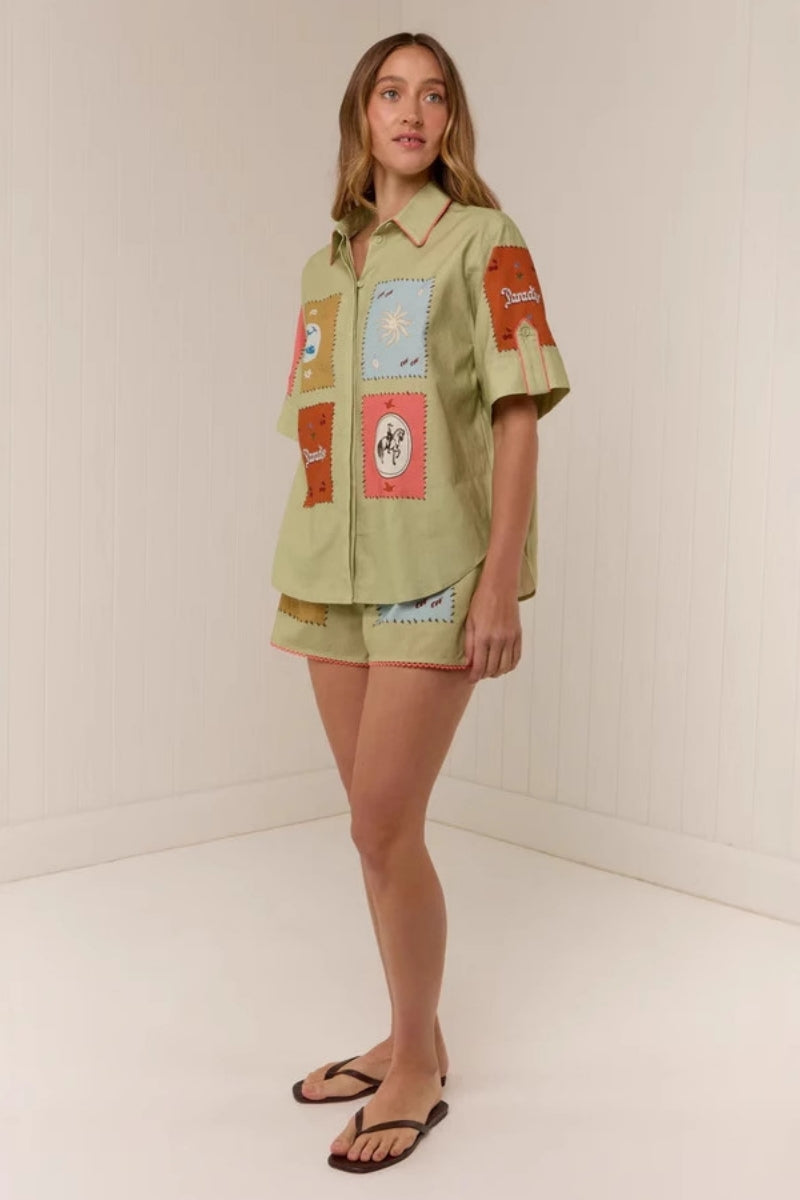 Linen Temperament Shirt&Shorts Set