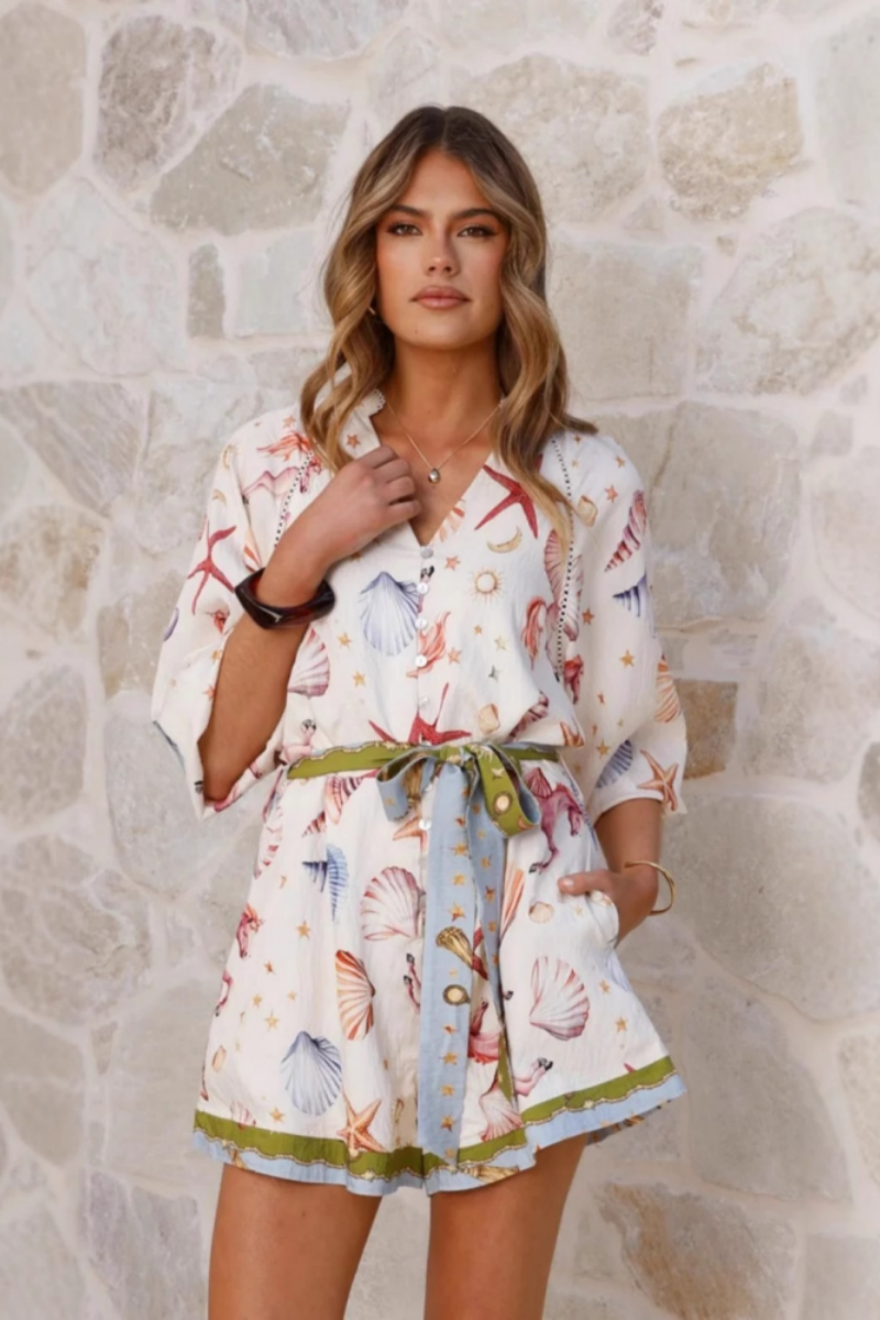 Linen Tie Cardigan Jumpsuit