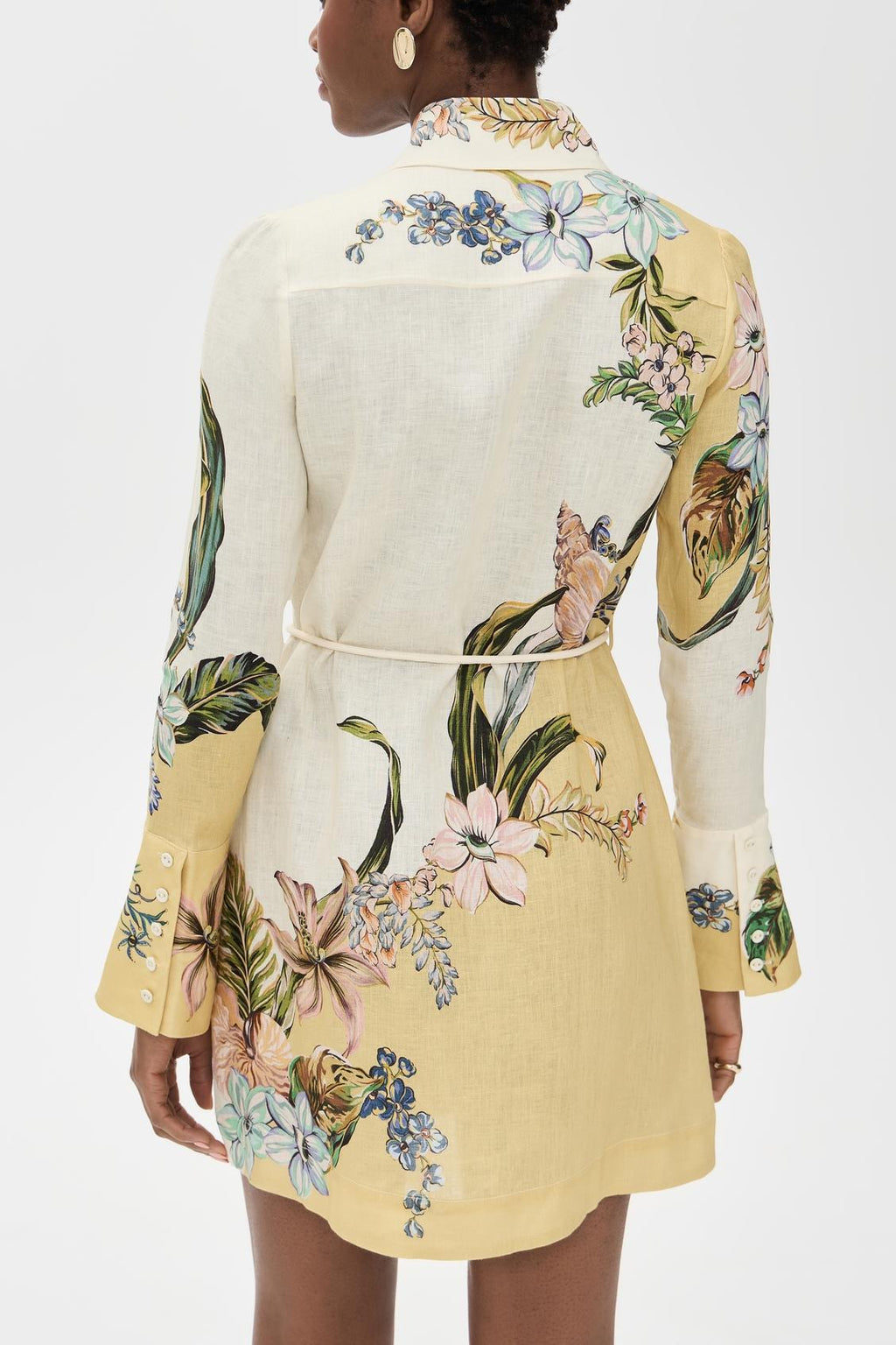 Tropical Floral Print Shirt Dress