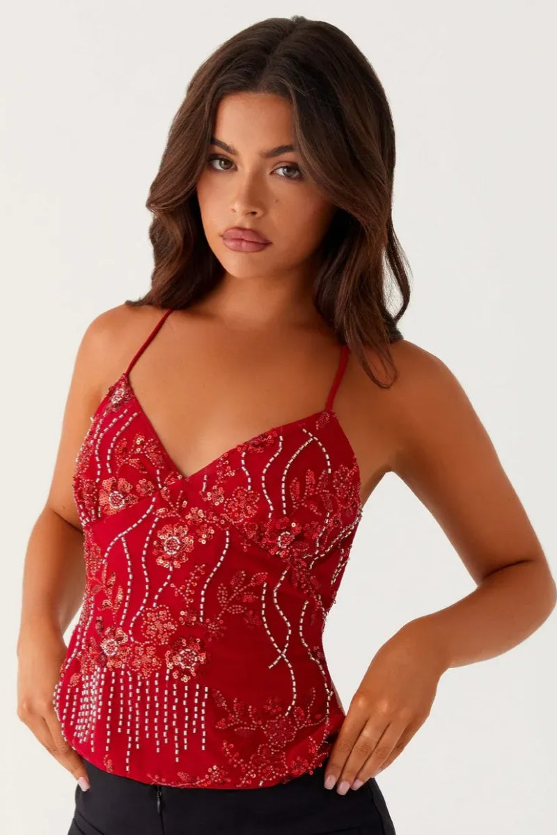 Backless Embroidered Top