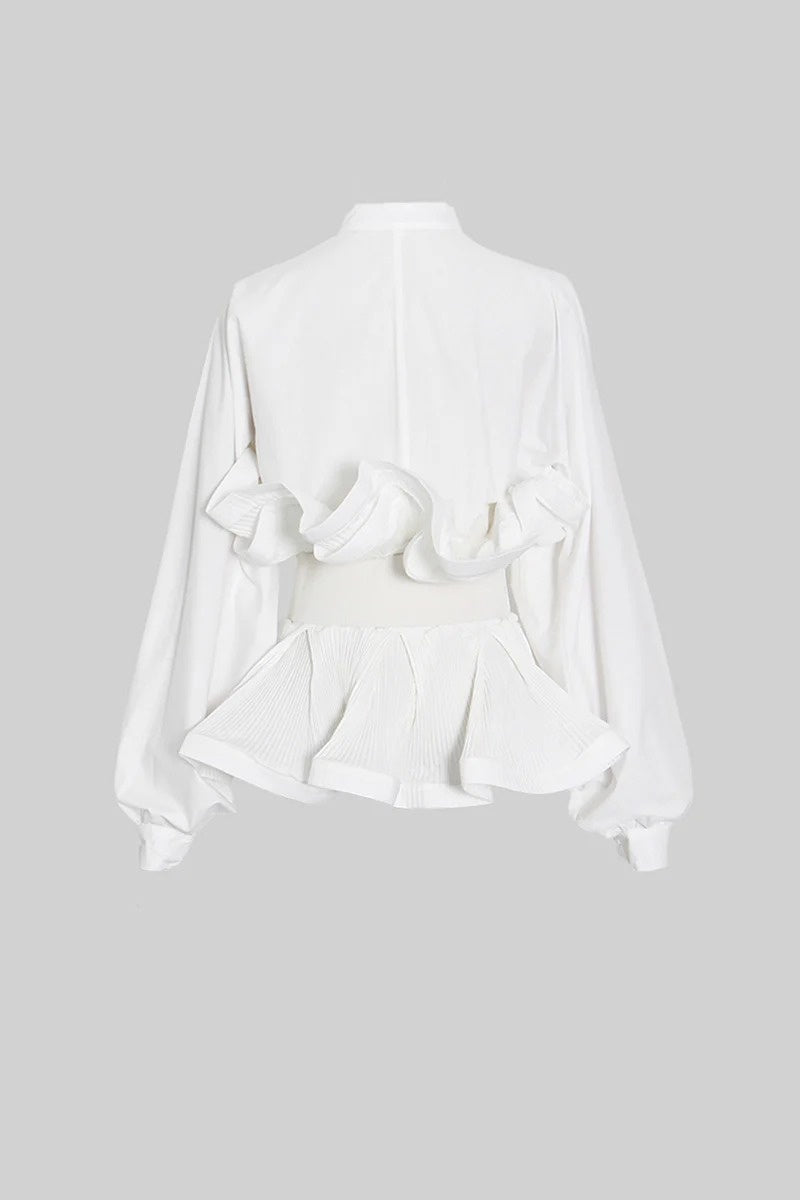 Ruffled Belted Shirt Top