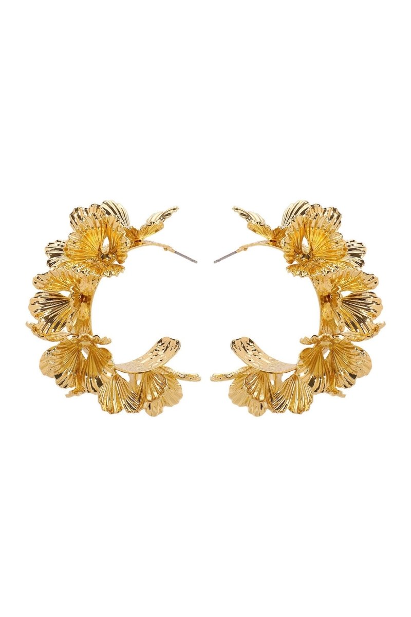 Multi-Layer Floral C-Shaped Earrings